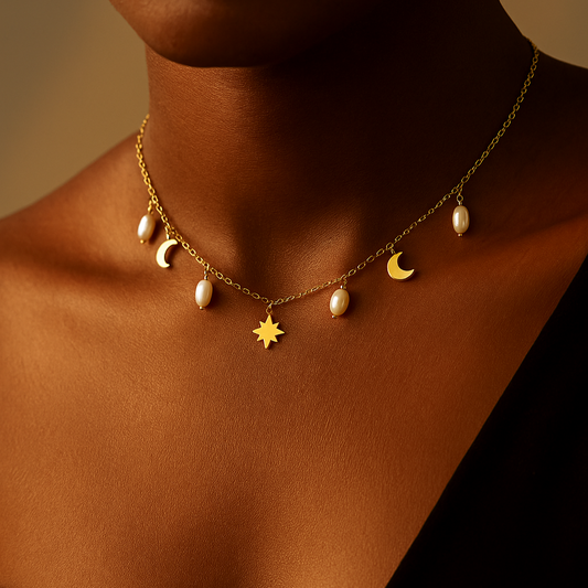 Luńa Perla 18K Gold Plated Necklace – Elegant Tarnish-Resistant | Shop Hudda