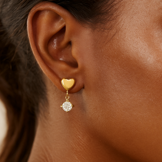 Aurora Drop Earrings – 18K Gold Plated with White Stone | Shop Hudda