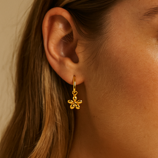 Daisy Hoops – 18K Gold Plated Stainless Steel Earrings | Shop Hudda