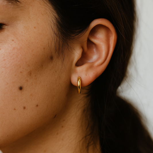 18K Gold Plated Hoop Earrings, 2.5*10mm Tarnish Free & Waterproof | Shop Hudda