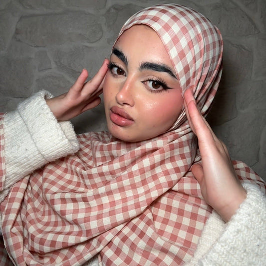 Pink Plaid Hijab | Shop Hudda