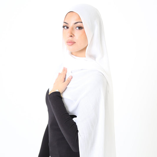 Snow White Premium Modal Hijab | Shop Hudda