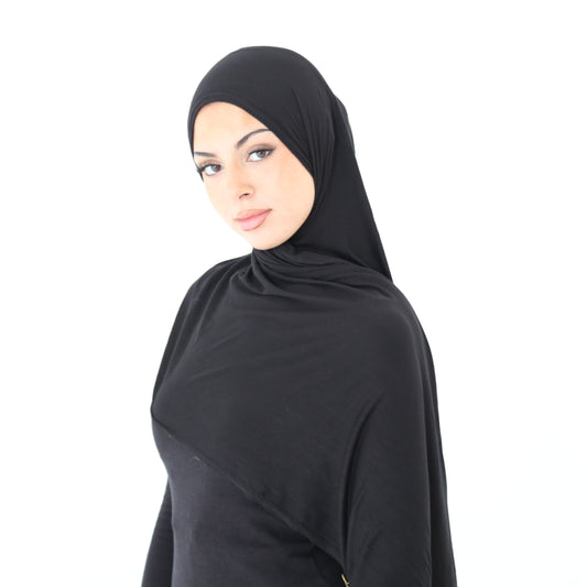 Black Jersey Hijab with 14k Gold Charm | Shop Hudda